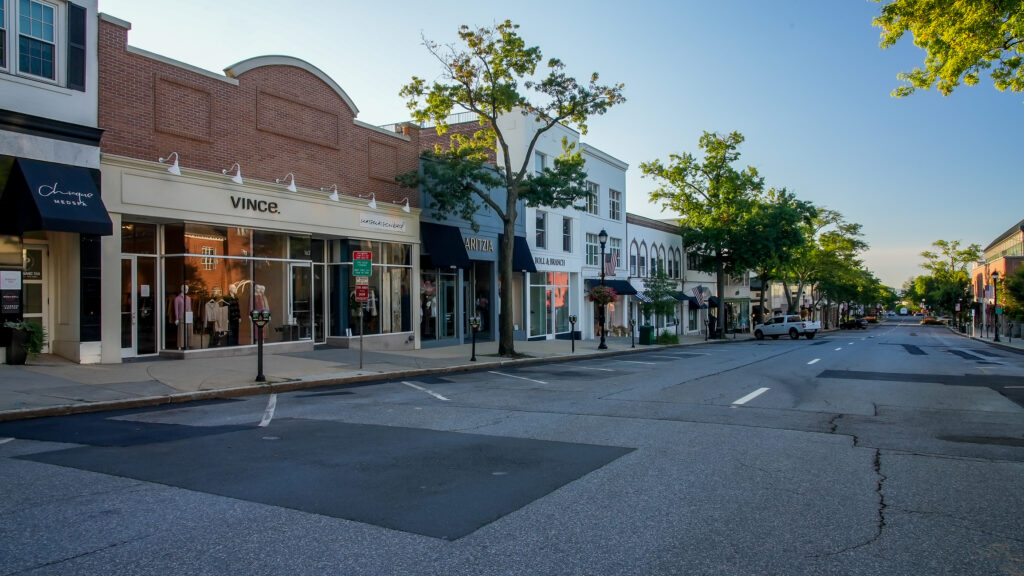 Storefronts along Greenwich Avenue in Greenwich Connecticut 