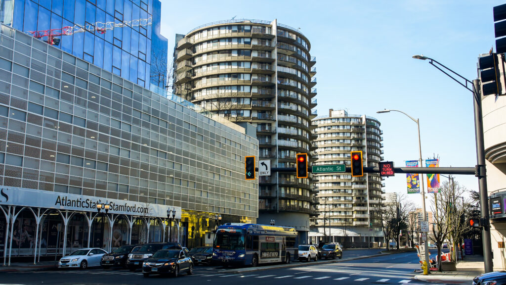 Atlantic Street in downtown Stamford Connecticut